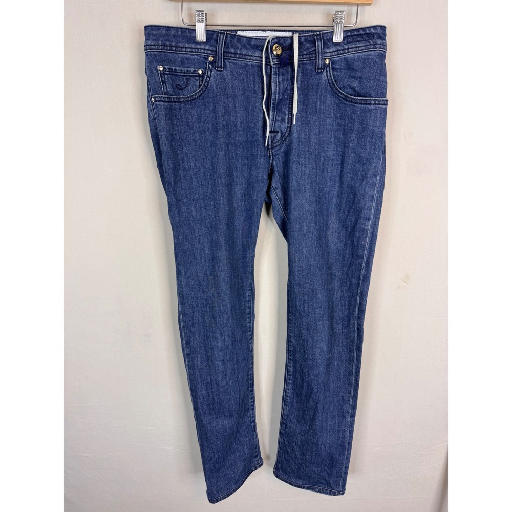 Jacob Cohen Nick Slim Fit Jeans Blue Medium Wash Mens 32x30 Made in Italy Luxury